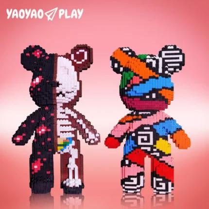 Side-by-side pixel-art bears symbolizing whimsy and morbidity.